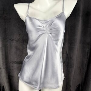 NWT Vintage Y2K Nougat London Silk Silver Cami Top 90s Minimalist Quiet Luxury S